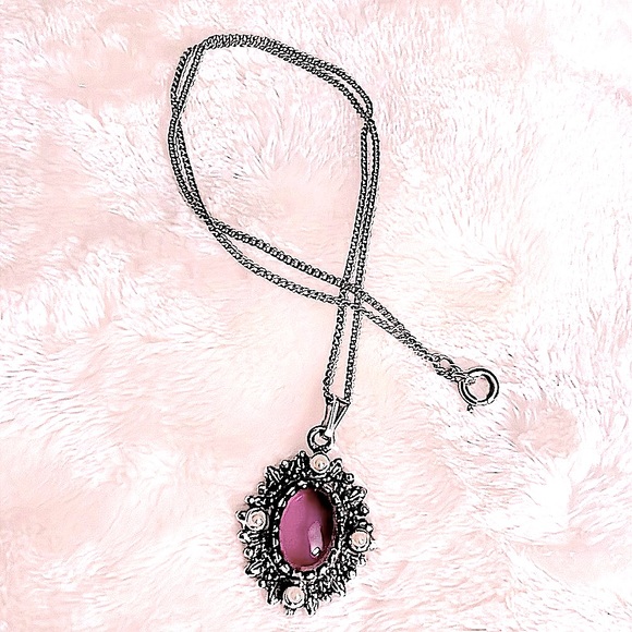 Sarah Coventry Jewelry - NWOT 💜 SARA COVENTRY VTG PURPLE AMETHYST & PEARLS PENDANT SILVER CHAIN NECKLACE